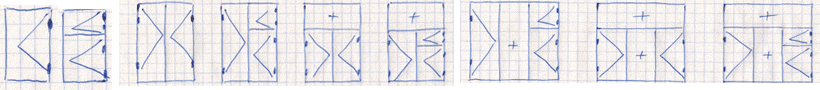 Схематические рисунки различных конфигураций двойных деревянных окон. Самые распространённые.